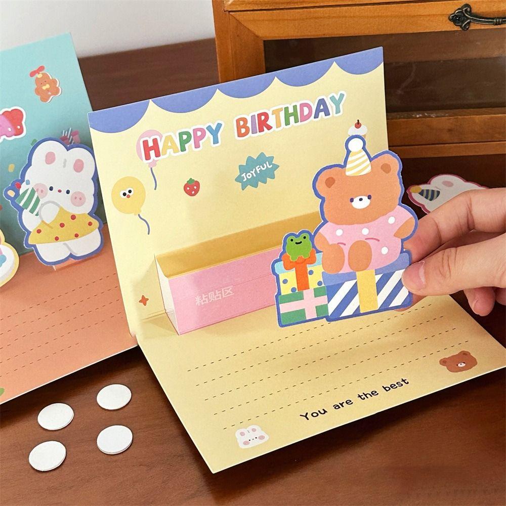 Ins Style Cartoon Birthday Card Cute Folding Postcard Creative Gift Card Friend