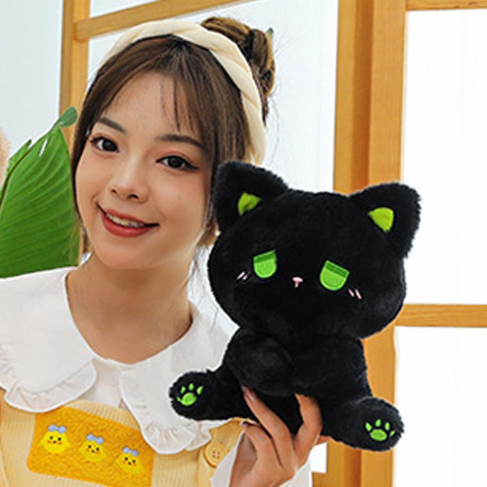 Comfortable Plush Bear Doll Toy Emo Bear Stuffed Animal Doll Black Cat Plush Toy Couple