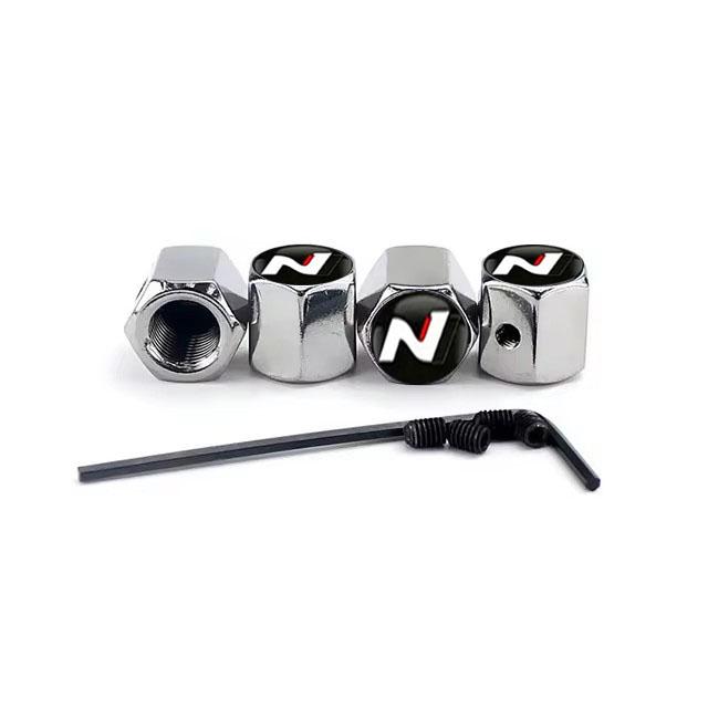 4Pcs Car Wheel Tire Valve Caps Air Stem Covers For Hyundai N Line Sonata Tucson Azera Elantra Veloster Kona Santa Accessories KK5