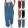 Women's Solid Color Elastic Drawstring Waist Corduroy Pants for Women Side Pockets Jogger Pants Outdoor Casual Sweat Pants