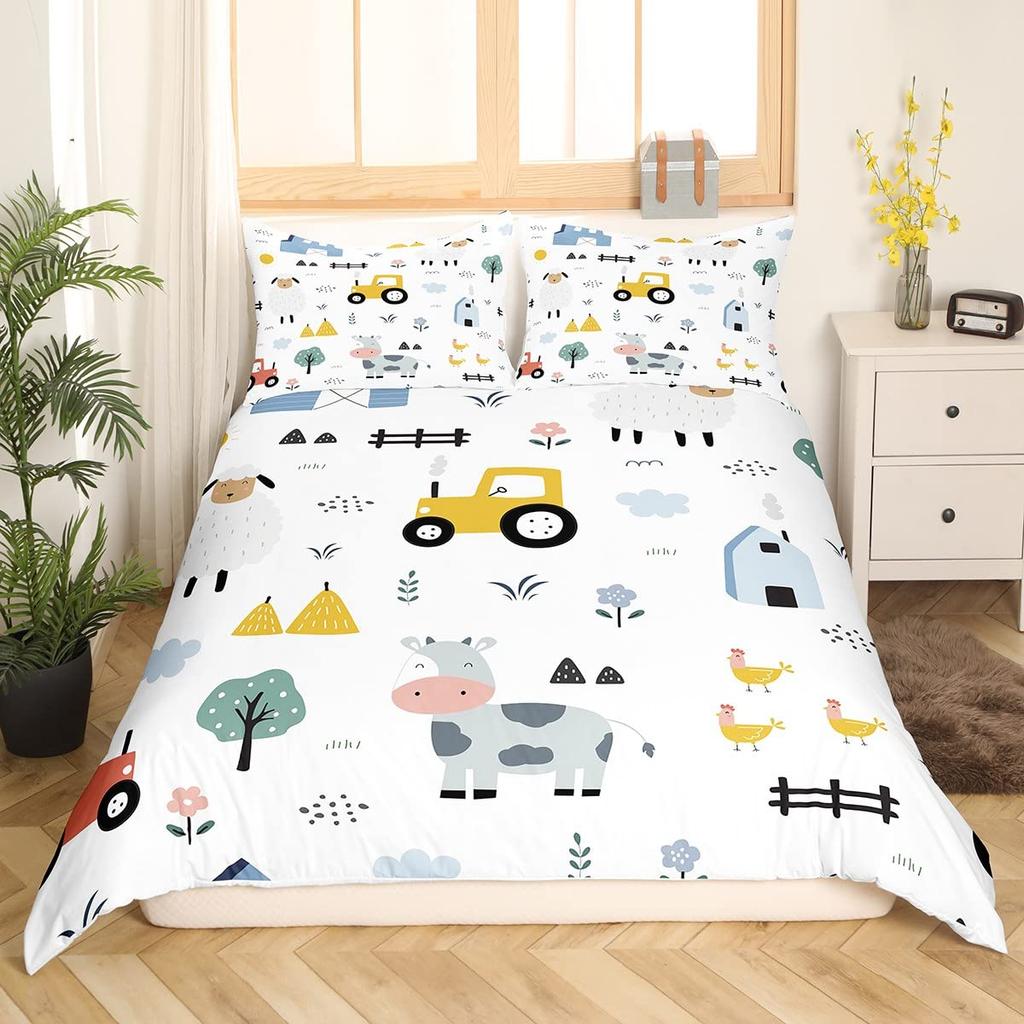 Пододеяльник с изображением мультяшной машины, короля, королевы, разноцветный комплект постельного белья с изображением транспорта, милый грузовик, поезд, парусник, ракета, полиэстеровый пододеяльник