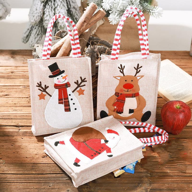 2025 Новое Рождественское Украшение Холщовая Женская Сумка-Тоут Подарочный Пакет Креативный Цвет Детский Подарок Принтованная Сумка для Хранения для Детей