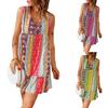 Летнее женское платье с принтом платья без рукавов свободное пляжное платье