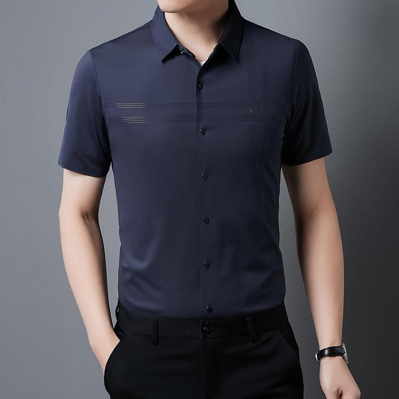 Летняя новая мужская рубашка с короткими рукавами для среднего возраста, для отдыха, для бизнеса, модная клетчатая тонкая кардиганная рубашка