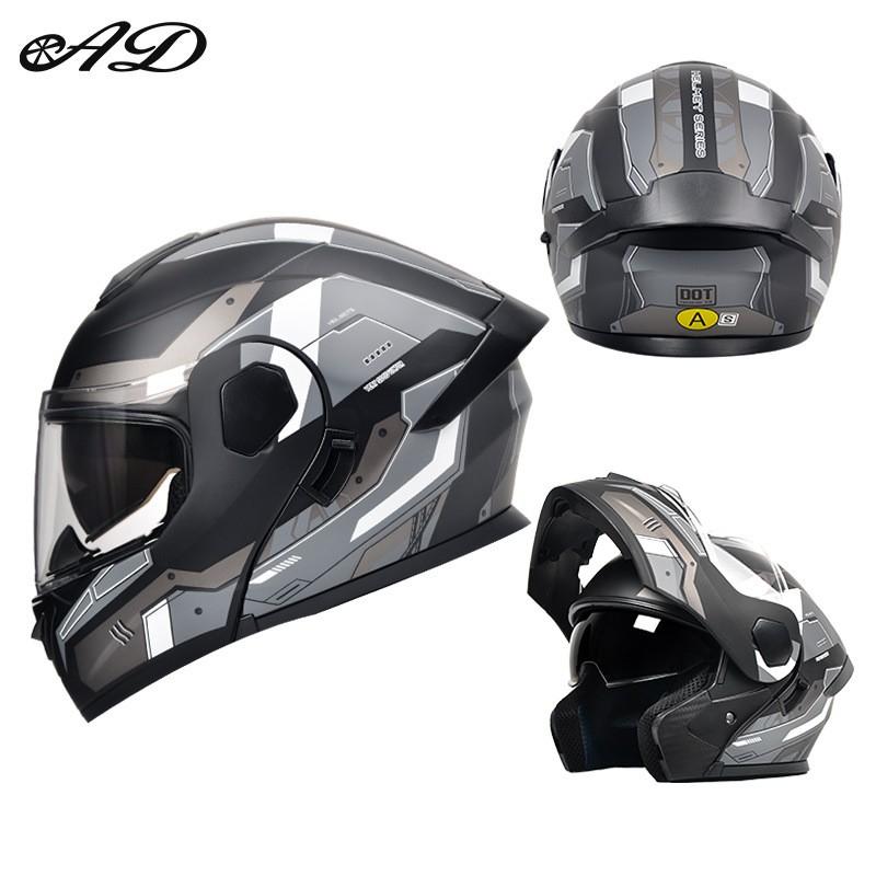 Full Face Motorcycle Helmet With Flip-Up Visor Men Women All Season ABS Safety Certified 3C DOT