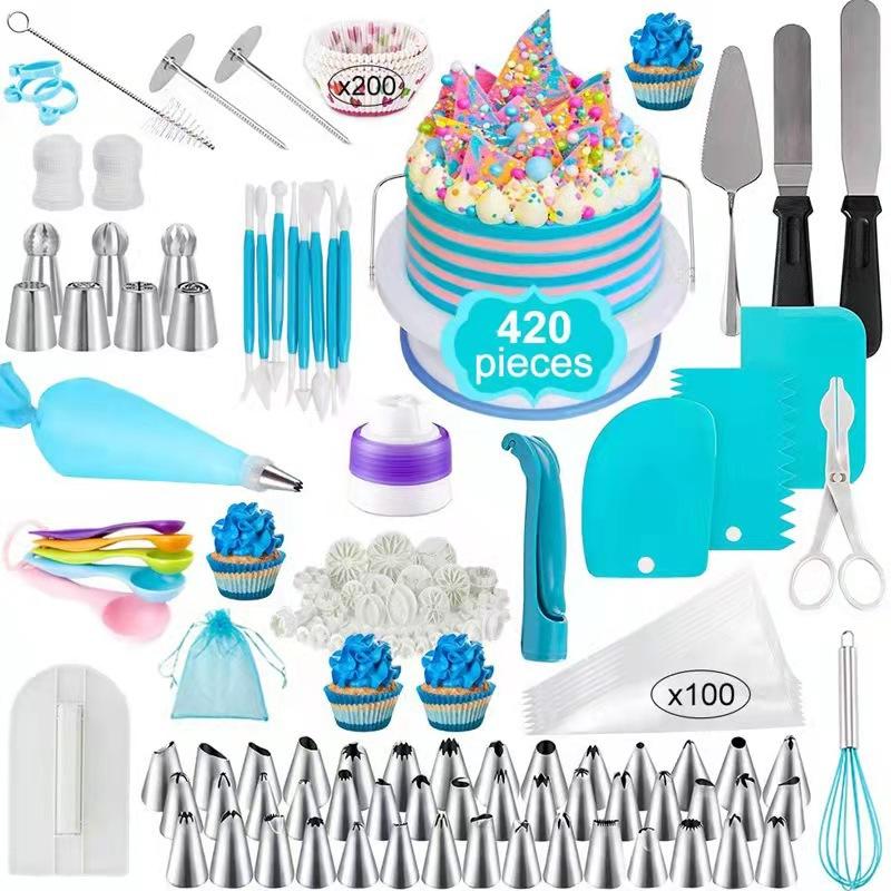 Cake Decorating Set 464 Pieces with Non-Slip Cake Turntable and Springform Cake Tin Baking Supplies for Beginners
