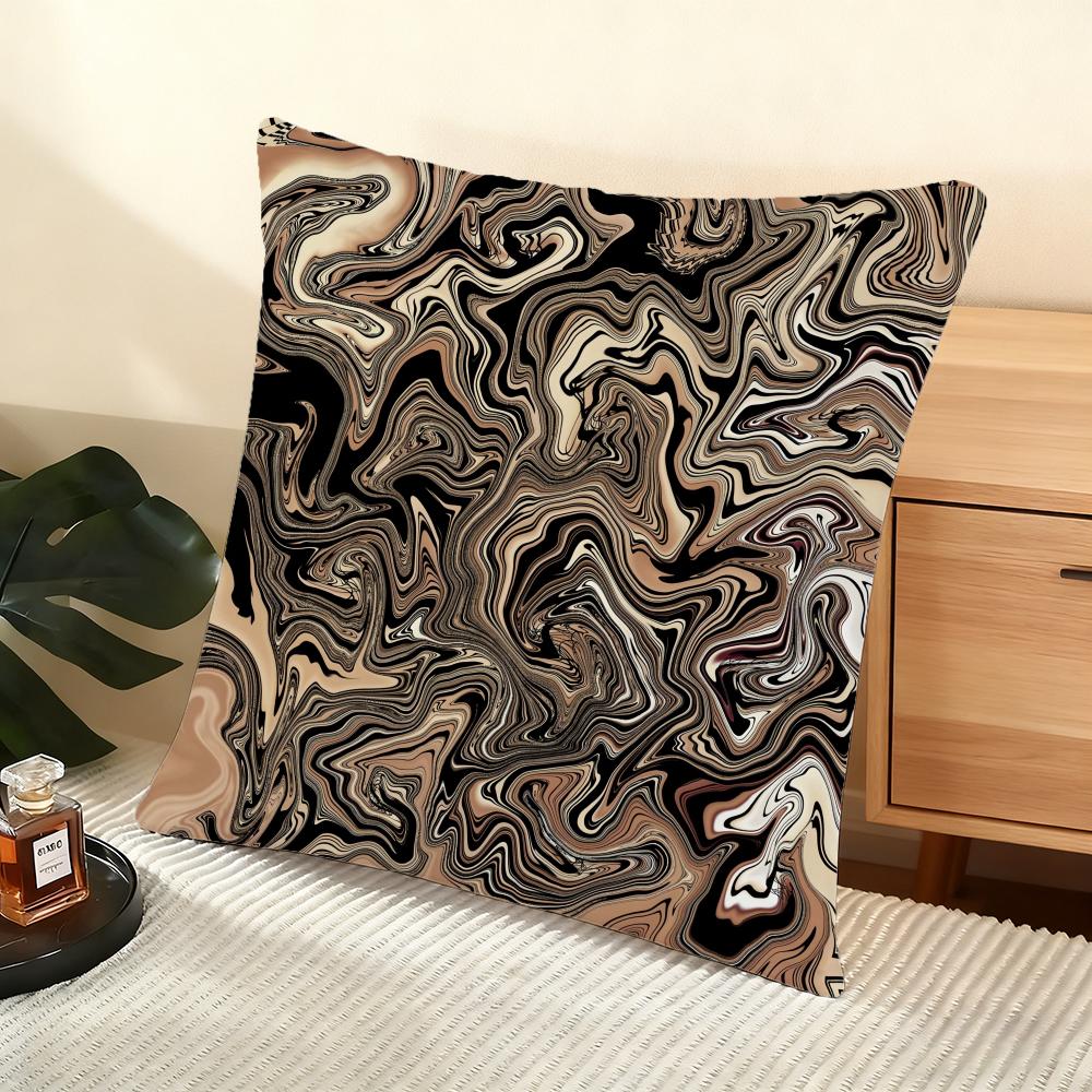 Подушка с чехлом 'Fluid Wave Art' Мягкий коротковорсовый чехол для подушки Гладкая уютная текстура Эстетичный чехол для подушки Декор для дома