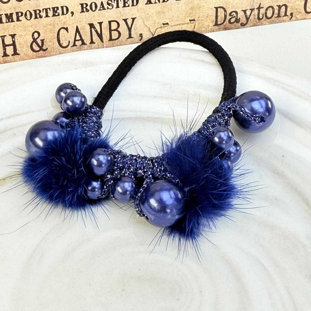 Корейская модная резинка для волос: Женский разноцветный аксессуар для хвоста с помпонами и жемчугом, эластичный