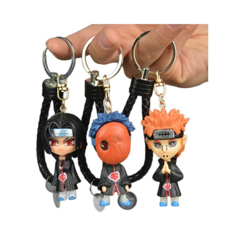 12Pcs Naruto Anime Figure Sasuke Kakashi Gaara Itachi Uchiha Q Version Cute Keychain Backpack Decoration Pendant Gift