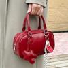Красная свадебная сумка для невесты, нишевый дизайн, сумка-боулинг, женская, 2025, новая, ретро-сумка, сумка, сумка Boston