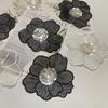 5Pcs White Black Sequin Embroidered Flower Lace Trim Floral Applique Patches Fabric Sewing Craft
