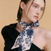 AVVINA PELLE Le Jardin Long Twilly Silk Scarf - Dark Navy/Light Beige