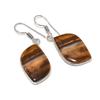 Natural Tiger Eye Gemstone 925 Sterling Silver Jewelry Earring 1.69" W9u86