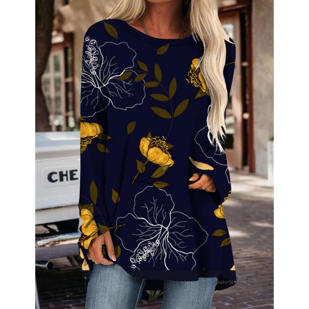 Женская футболка с длинным рукавом, новый топ с принтом, модная новая одежда на осень и зиму, свободная версия большого размера с длинным рукавом