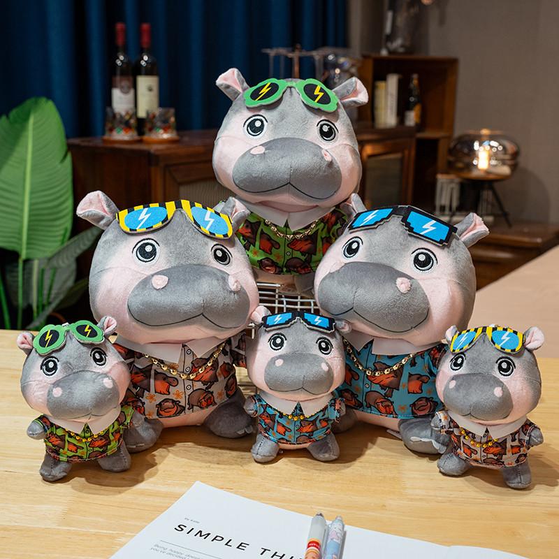 Модная плюшевая игрушка в виде бегемота, мультяшные плюшевые животные, бегемоты, плюшевые игрушки с подвеской в виде рубашки и сумки, мультяшный брелок, подарки