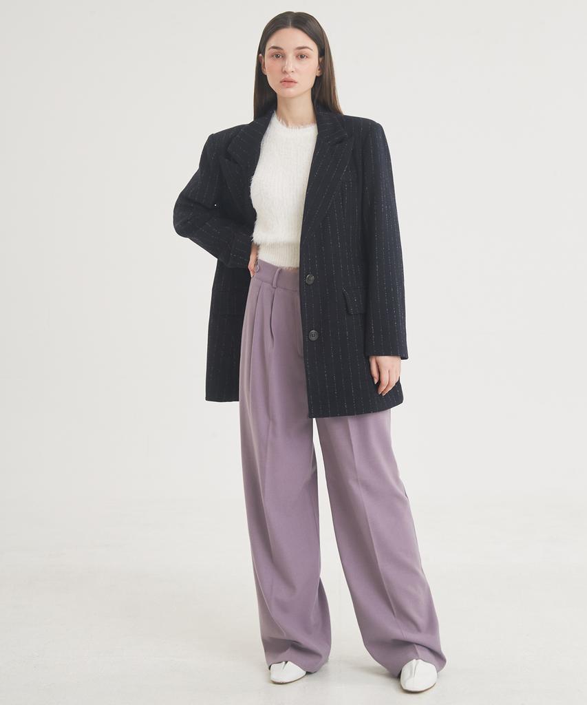 THEFRHT Two-Tuck Button Wide Wool Pants (Violet)