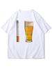 Unisex Black Crew Neck Tee Realistic Beer Cup Cigarette Graphic Soft Cotton Short Sleeve Summer Loose Daily Street Casual T Shirt