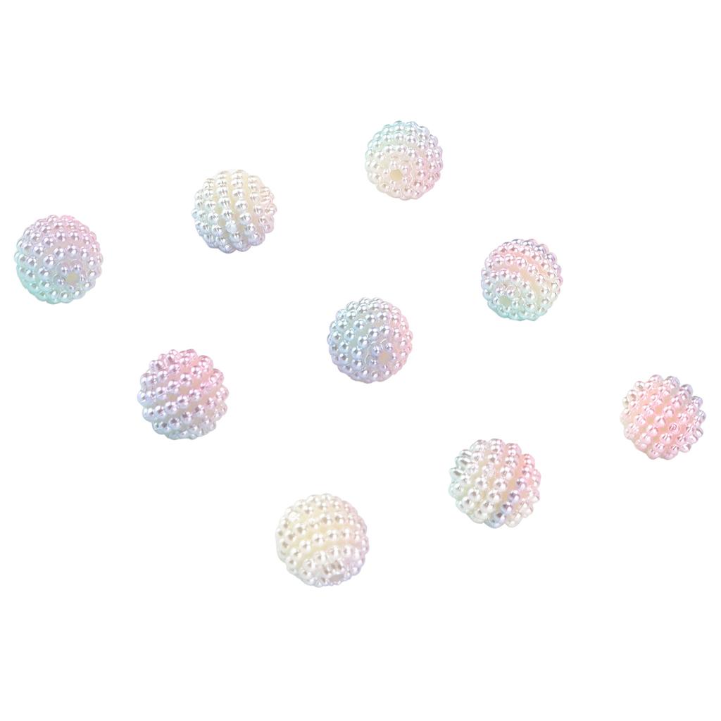 200pcs Pearl Beads Color Pearlized Gradient Bayberry Shaped Bubble Beads with Hole for DIY Jewelry