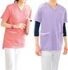 Anfamie Medical Scrub, Shoulder Snap, Powder Stretch, Opaque, Moisture-Wicking, Quick-Drying, Odor-Resistant, Unisex, Size L, Plum x Navy