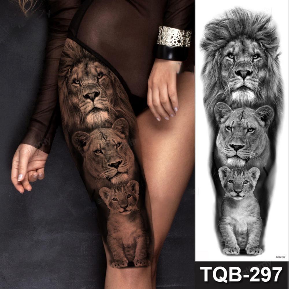 Full Arm Fake Tattoo Sleeve Men and Women Temporary Tattoo Sticker Lion Werewolf Cross Big Arm Tattoo Waterproof