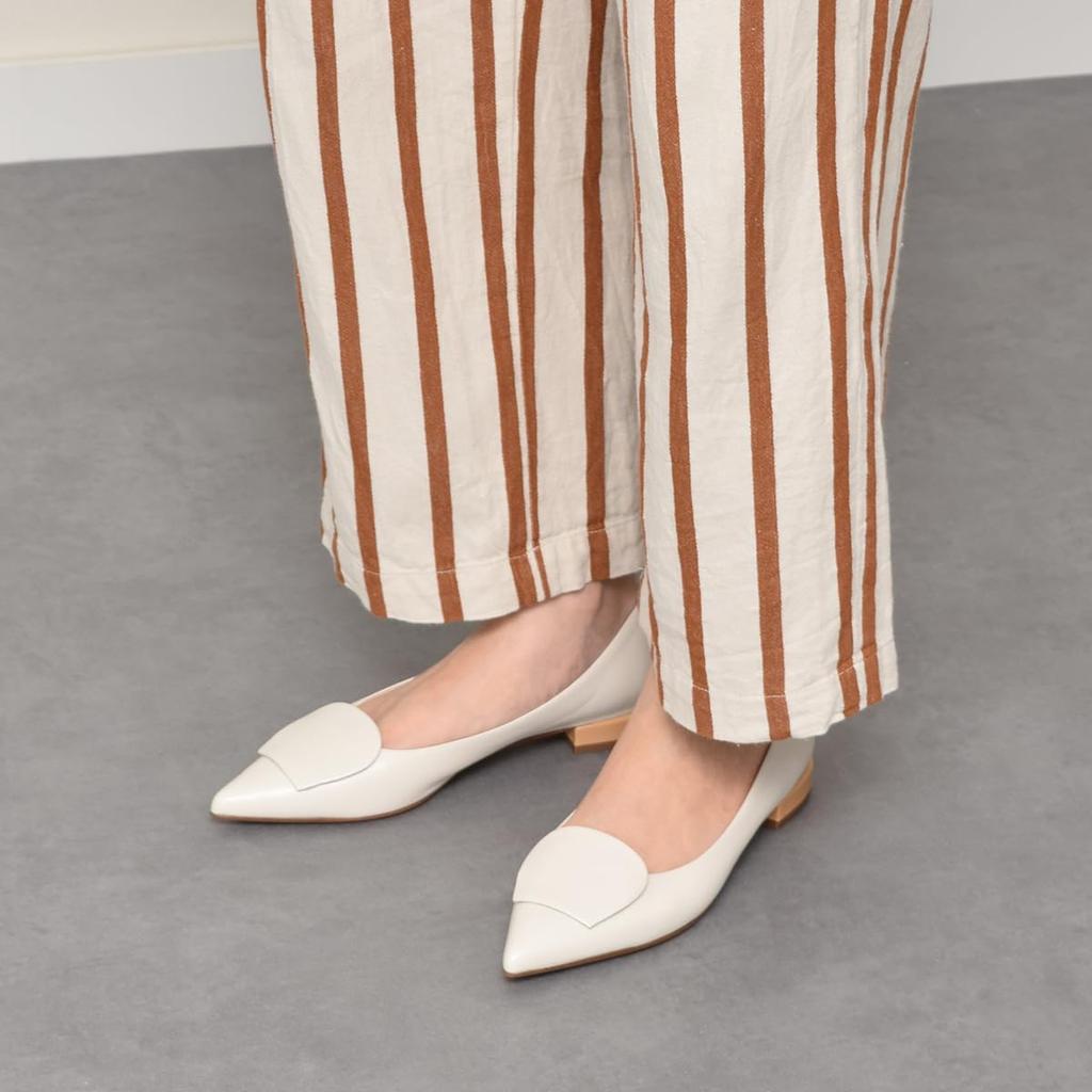 Pumps Low Heel Pointed Toe Pumps F41503 Ivory Combination Cm [Fabiorsconi] Women's 24.5