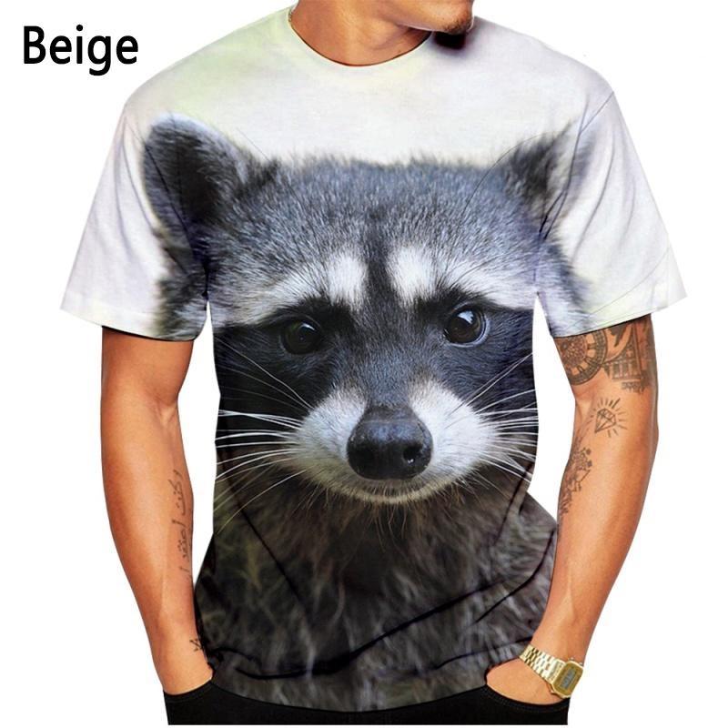 Новая модная футболка с принтом милого енота 3D для мужчин и женщин, повседневная рубашка с коротким рукавом и принтом енота для лета