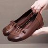 Retro Casual Leather Shoes Beef Tendon Soft Sole Flat-bottomed Large Size Spring and Autumn Shallow Mouth Ethnic Style Women's Shoes