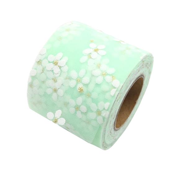 1 Roll 25Yards Webbing Ribbon Soft-touching Durable Decorative Compact Lace Floret Tulle Ribbon Clothing Accessories for Home