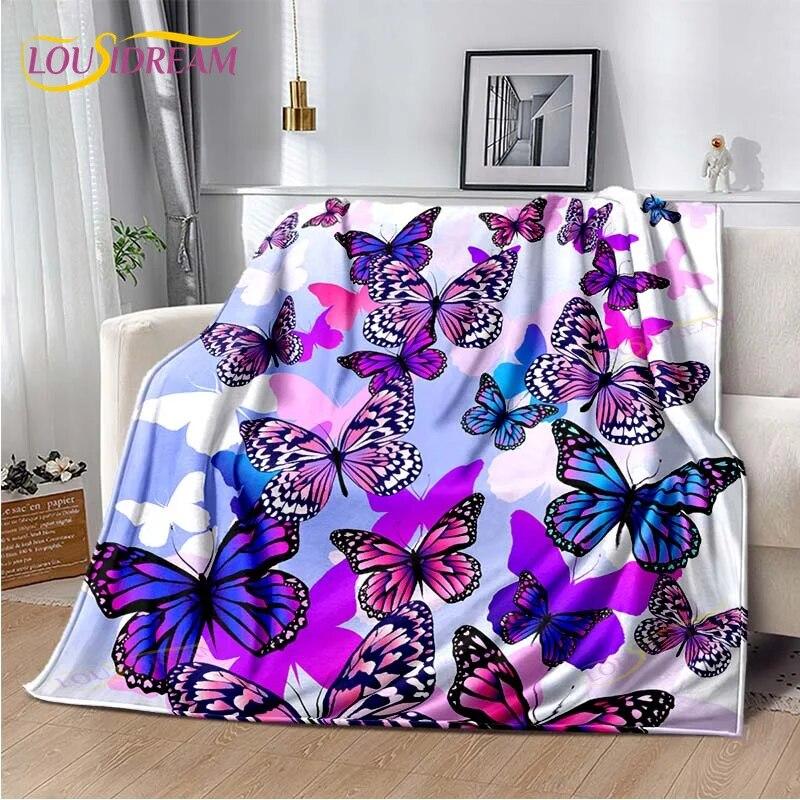 Одеяло с бабочкой, легкое мягкое плюшевое фланелевое одеяло для дивана, дивана, одеяло для пикника, одеяла для кроватей