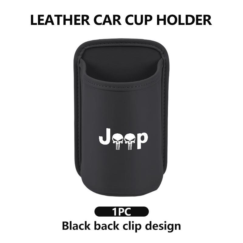 Leather Car Water Cup Holder Interior Drink Rack Organizer For Jeep Wrangler-JK Liberty JL Cherokee Patriot Commander AKM1