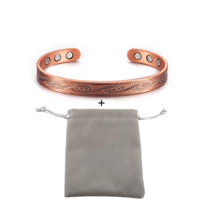 Ikuinen Magnetic Bracelets Bangles Vintage Pure Copper Bracelet Health Energy Arthritis Open Cuff Adjustable Jewelry for Women