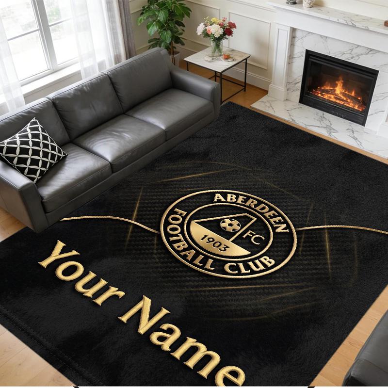 Crystal Velvet Rug Custom Name Text, Soft Non Slip Floor Mat Home DecorAberdeen FC