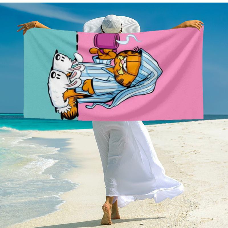 Ultra-Soft Beach Towel with Garfield Theme,Ideal for Pool - Camping, Diving - Perfect Travel Essential, Vibrant Beach Towel.