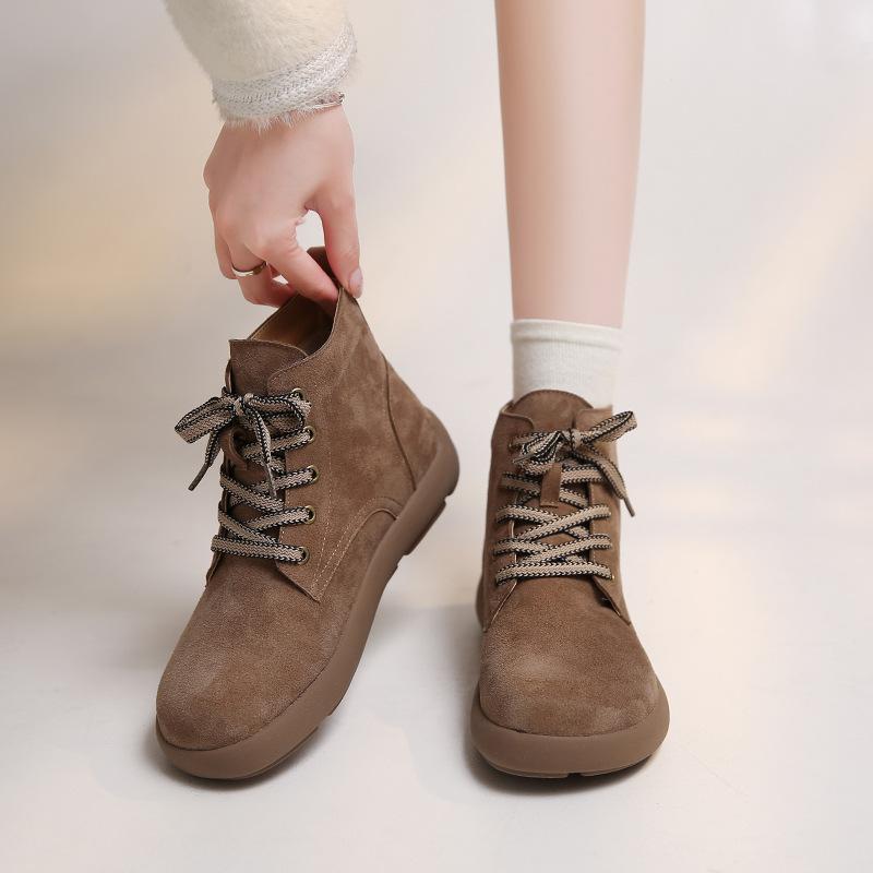 Ботинки Мартина женские осенне-зимние новые бархатные ботинки зимние плоские ботинки на голую ногу короткие ботинки