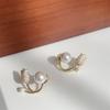 Earrings Tulip Rhinestone Jewelry Pearl Stud Earrings Korean Style Earrings Women Zinc Zinc Alloy Earrings