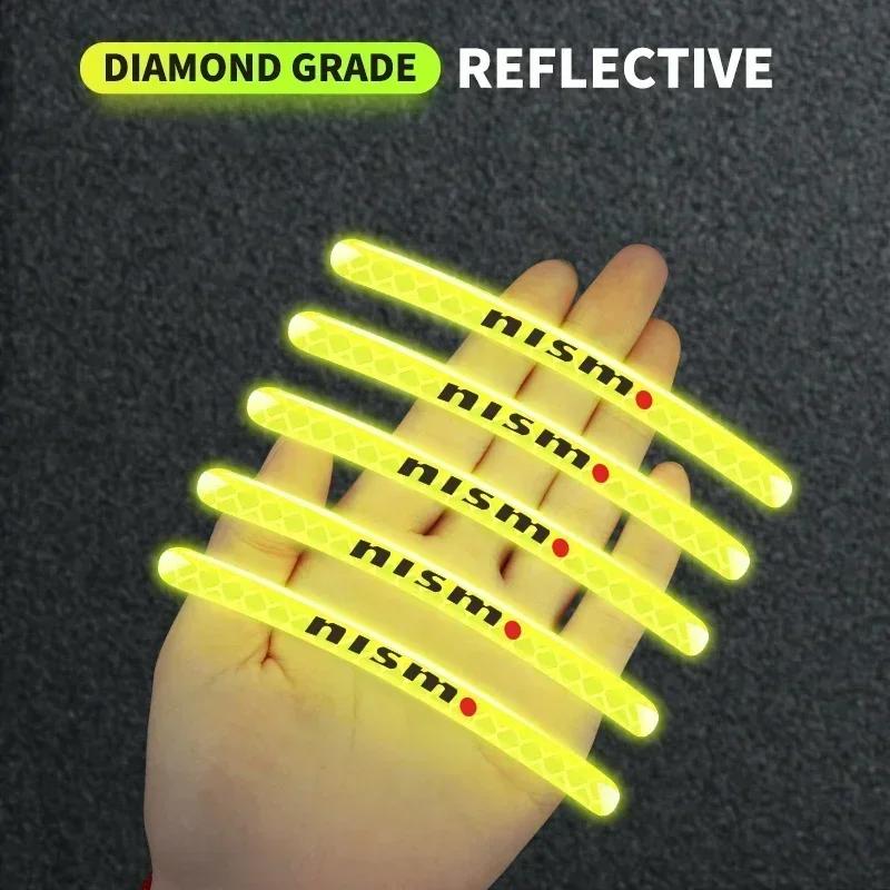 Светоотражающие наклейки на ступицу колеса для автомобиля, велосипеда, мотоцикла. Для Nissan Nismo Note Armada Pulsar Pathfinder X-Trail Qashqai. Автоаксессуары