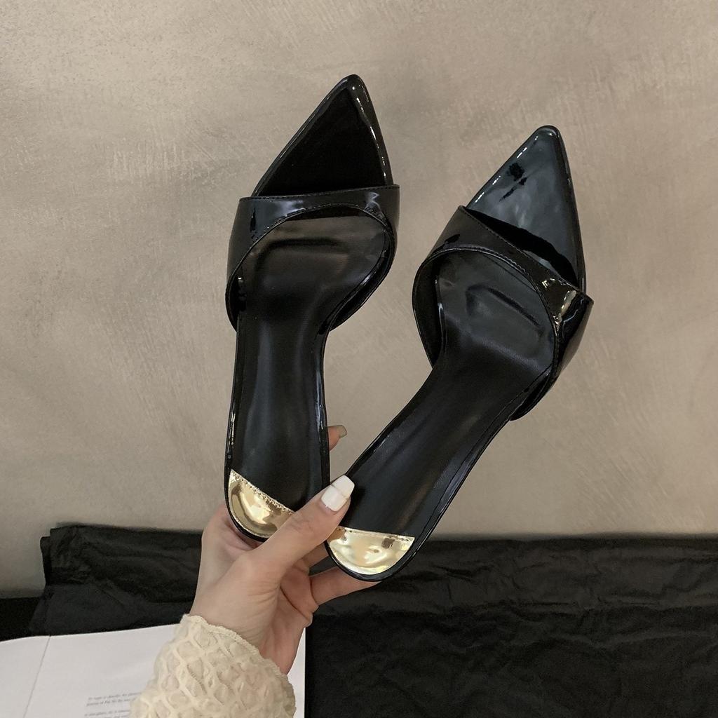 Шпильки с открытым носком женские летние модные сандалии на остром высоком каблуке