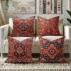 Exquisite Ethnic - Style Pillow Cover: Intricate Geometric Patterns In Vibrant Reds and Blues,Sofa Decoration Cushion Cover