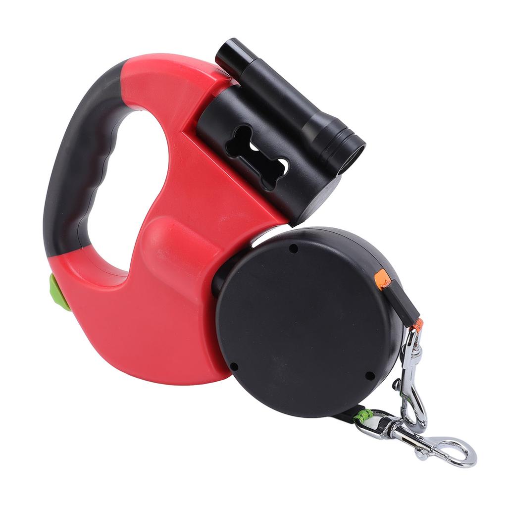 Automatic Double Retractable Dog Leash Built in LED Light Comfortable Grip Pet Walking Leash for