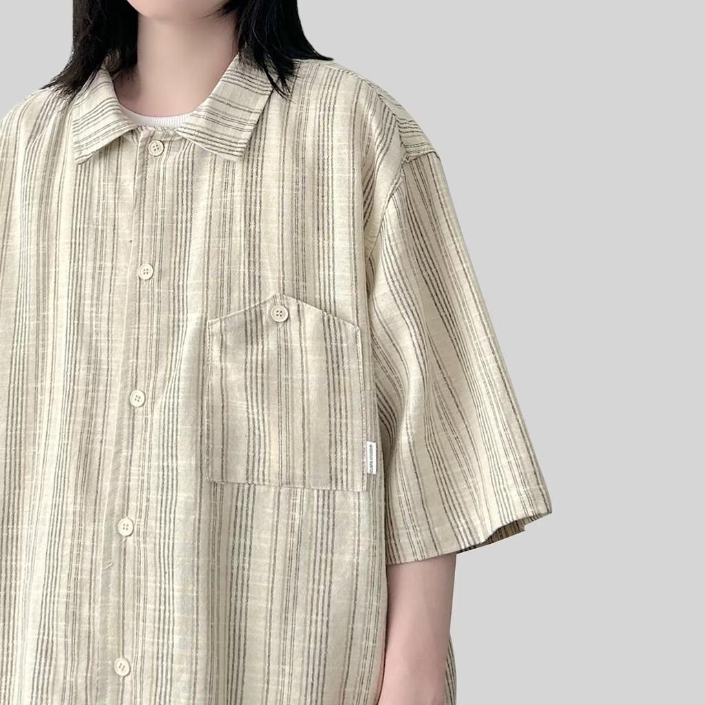 Мужская рубашка с короткими рукавами и буквами в японском стиле Гонконга, свободная рубашка для мужчин и женщин, летняя модная универсальная повседневная куртка