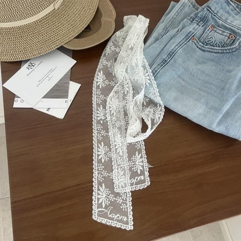 Unique Y2K Long Lace Waistband Floral Bow Lace Waist Belt Tie Up Thin Dress Jeans Belt Lace Scarf Hair Band Hair Accessories
