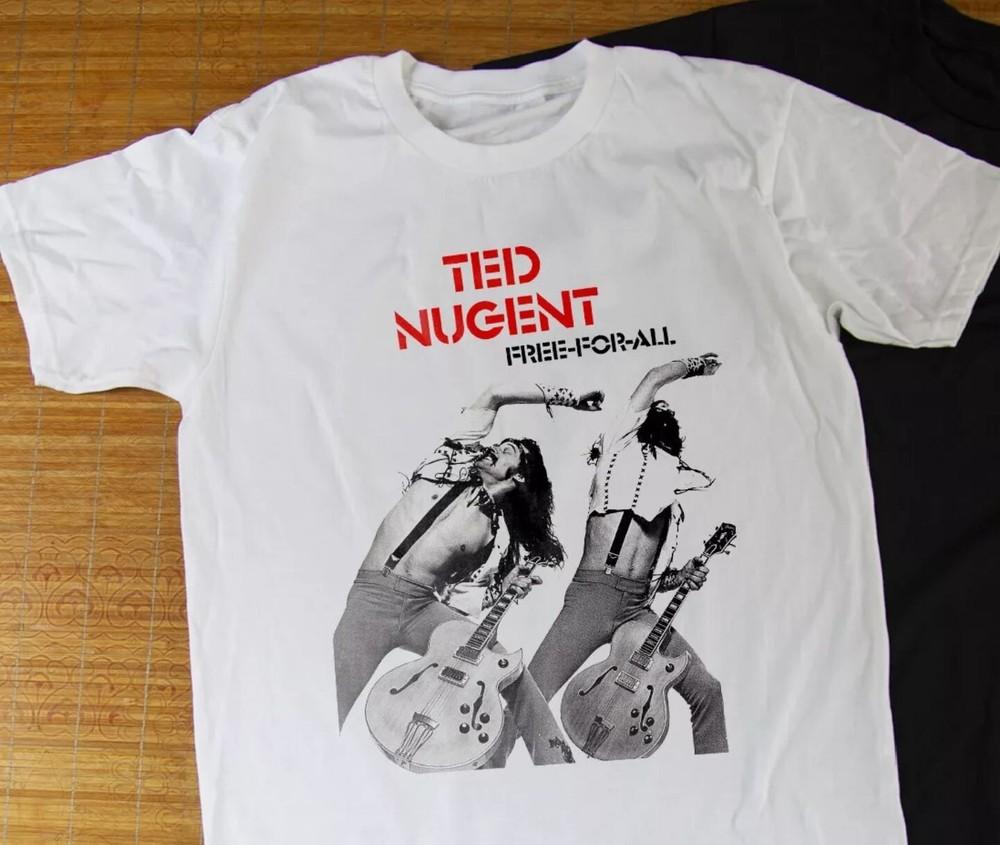 Музыкальная футболка Ted Nugent Альбом Free-for-All Белая футболка S-5XL