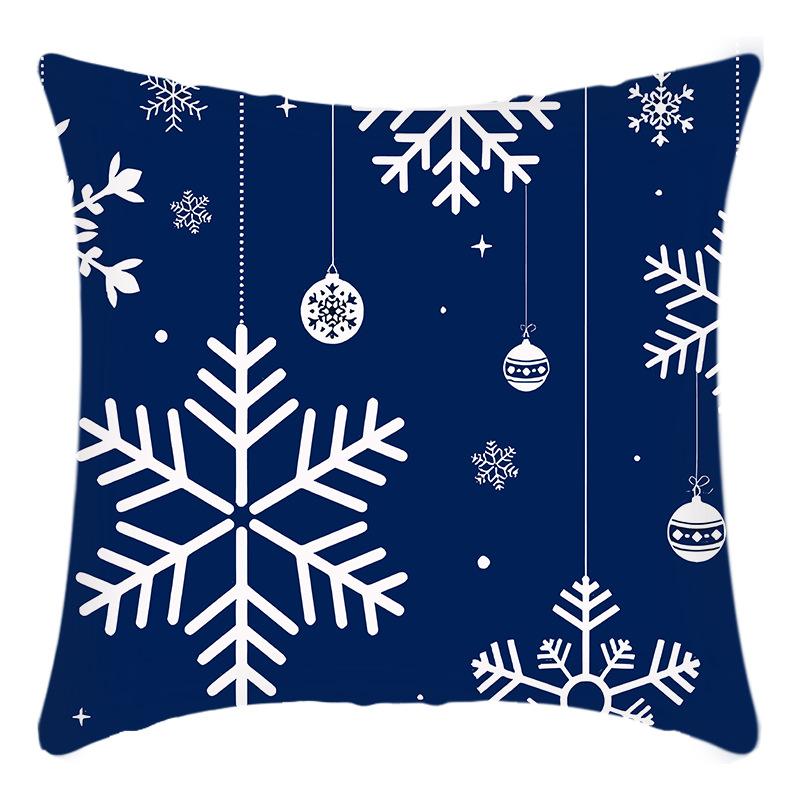 New Christmas Snowflake Elk Print Pillow Home Sofa Cushion Cover