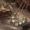 Geometric Necklace Bracelet Earrings Vintage Square Bracelet Vintage Colored Necklace  Party