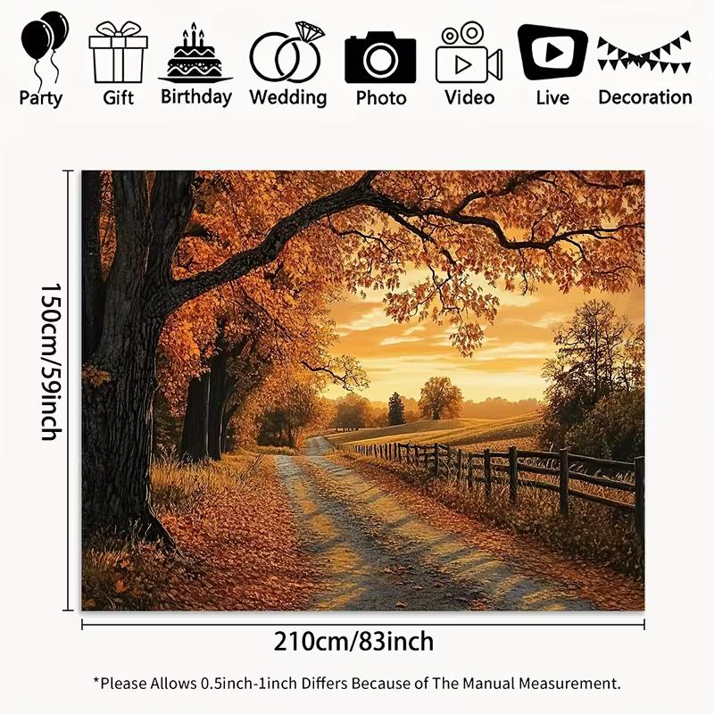 Fall Golden Leaves 2D Backdrop, Thanksgiving Party Decoration Photo Background