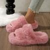 Fashion Women Cotton Slippers Indoor Warm Fur Shoes Female 2025 Open Toe Fluffy Slippers Fashion Plush Women House Shoes Slides Women