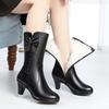 Winter Women Bow Tie Fringe Round Toe Med Heel PU Shoes Women Ladies Shoes Side Zip Mid-Calf Women's Boots Keep Warm Modern Boots