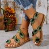 Large Size Flat Bottomed Toe Colored Sandals with Peacock Eyes, Hair, Beach Sandals for Women