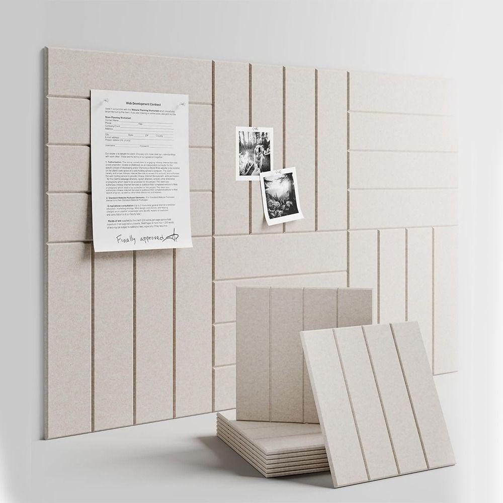 Felt Board Tiles Large Cork Board Alternative with Adhesive Tabs Thick Slat Wall Panels for Office Decor Push Pin Board