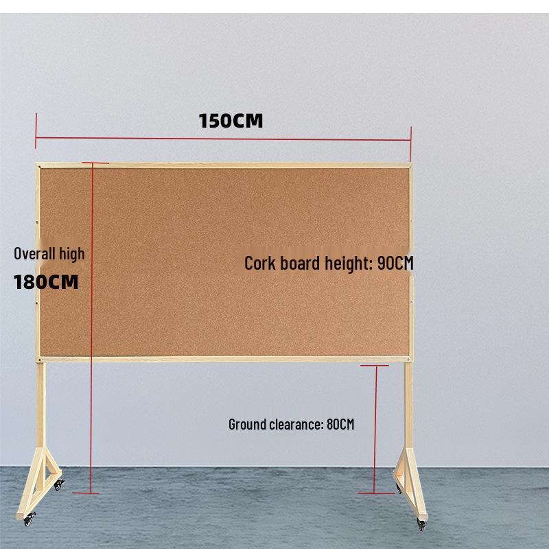 Mobile Felt Bulletin and Photo Display Board - Vertical Standing Announcement Wall for School and Office Use